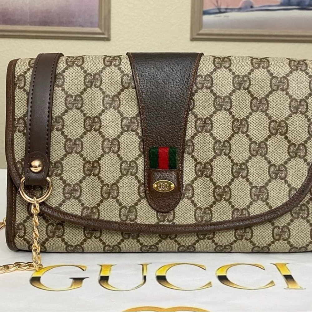 Gucci Brown and Cream Shoulder Bag